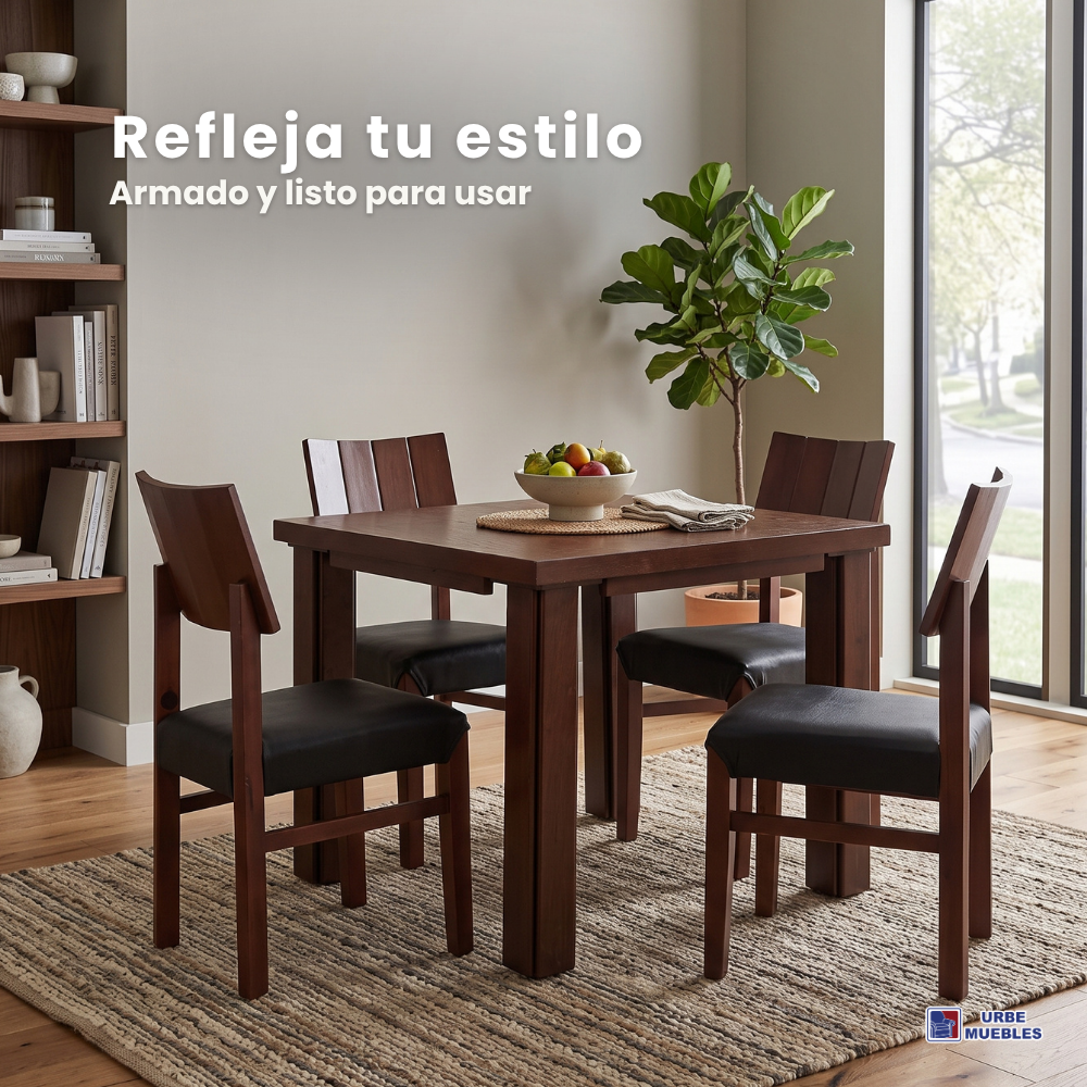 Antecomedor Sidney 4 Sillas Minimalista Color Chocolate