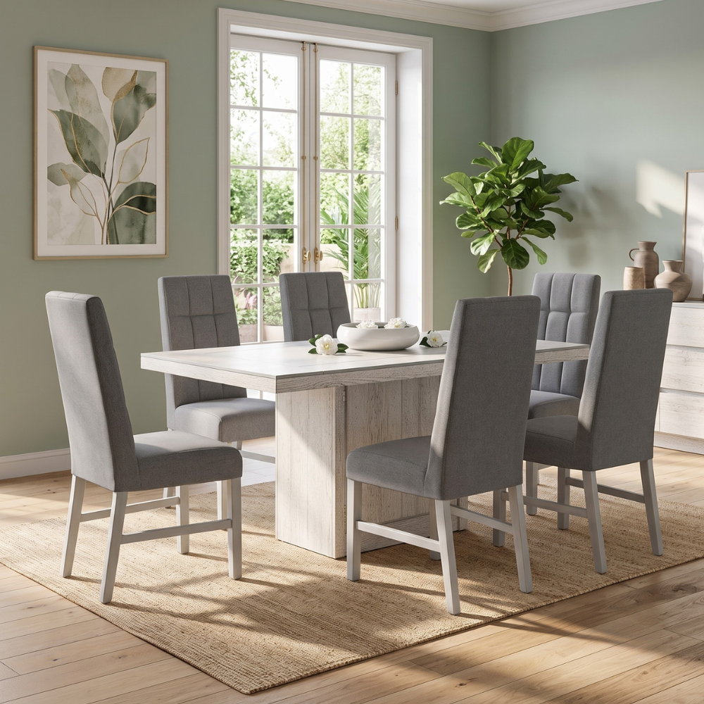 Antecomedor Sacramento 6 Sillas Tapizadas Color Gris 1000001219