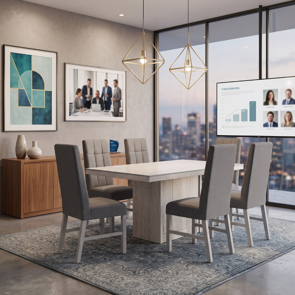 Antecomedor Sacramento 6 Sillas Tapizadas Color Gris 1000001219