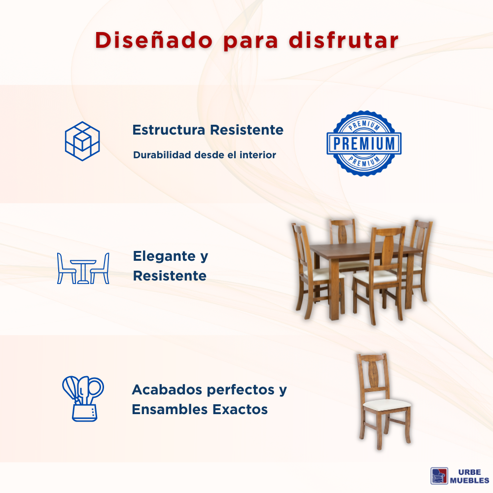 Antecomedor San Marcos 4 Sillas Contemporáneo Chocolate