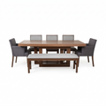 Antecomedor Constanza 3 Sillas 2 Sillones y Banca Tapizado Color Gris 1000001735