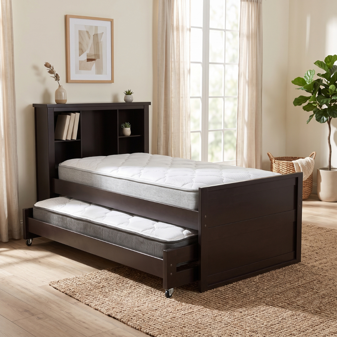 Base De Cama Individual Dúplex Gio Capitan Librero Color Chocolate 1000002160