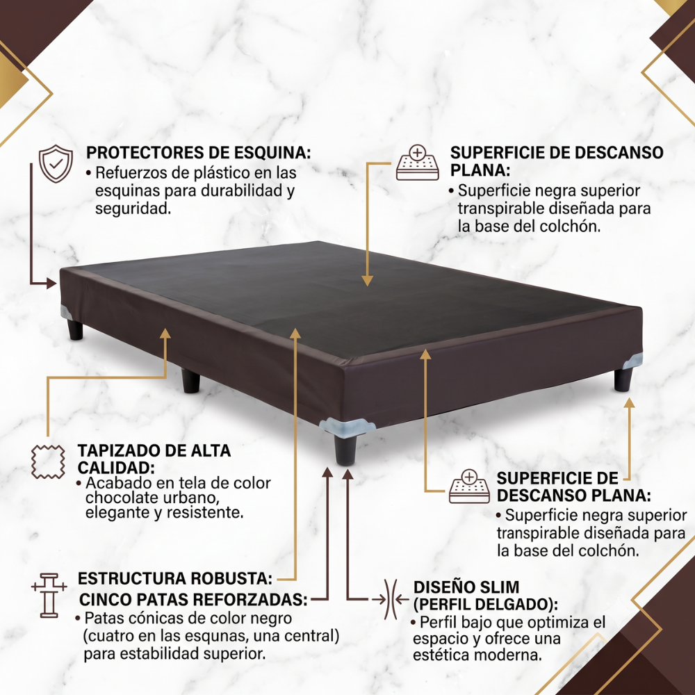 Base para Colchón Matrimonial Slim Moderna Tipo Plataforma 1000002166