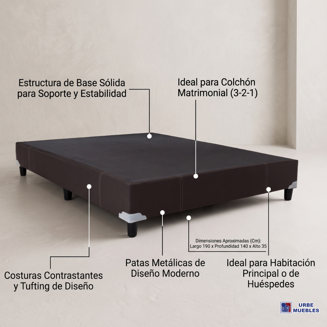 Base para Colchón Queen Size Slim Color Chocolate 1000002844