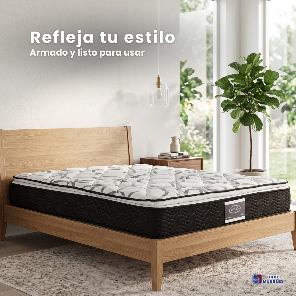 Colchón America Guru Matrimonial Ortopedico Confort Color Gris