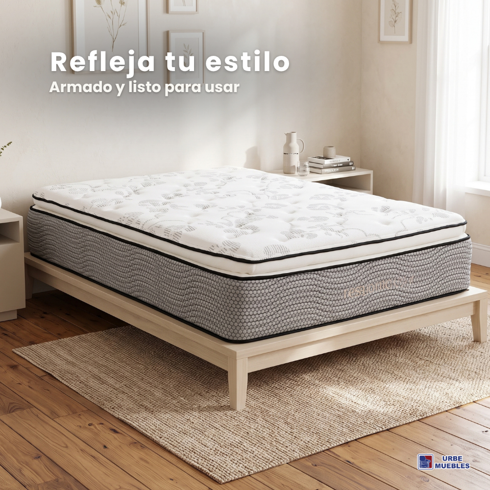 Colchón Restonic Matrimonial Yard Confort Color Gris