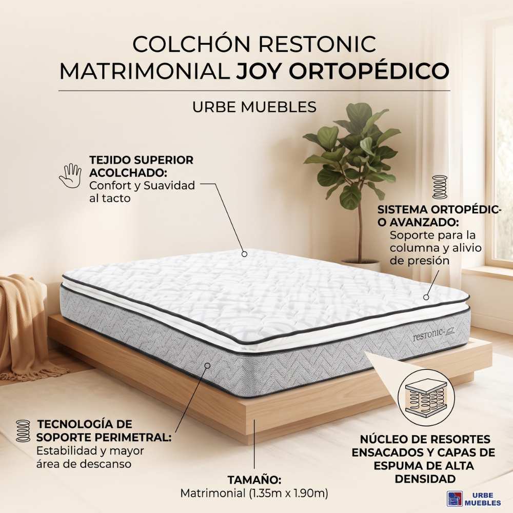 Colchón Restonic Joy Matrimonial Ortopedico Confort 1000003338