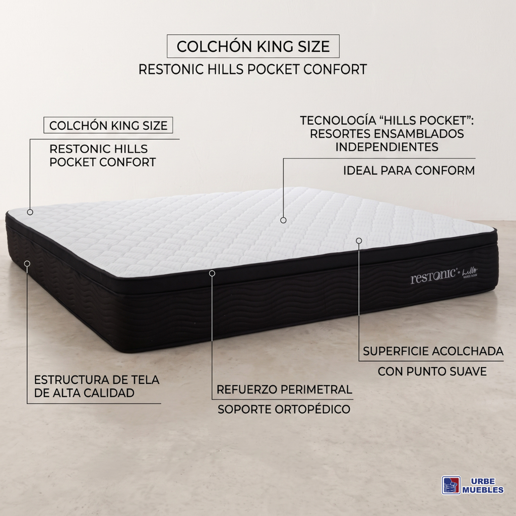 Colchón Restonic Hilss King Size Ortopedico Confort 1000003525