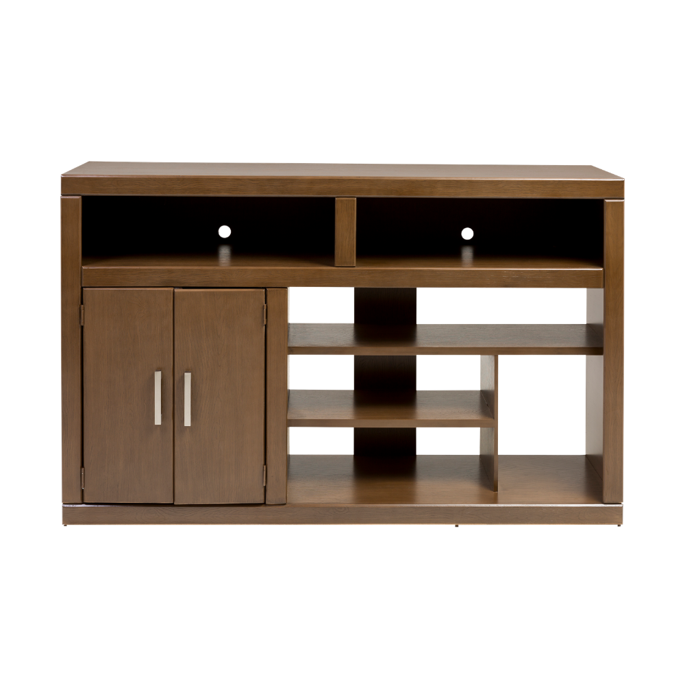 Mueble de TV Regina Moderno Organizado Con Repisas Color Nogal 1000013606