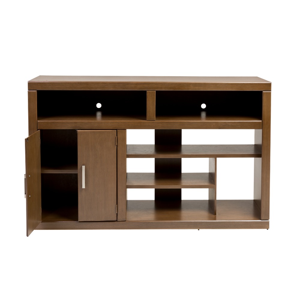 Mueble de TV Regina Moderno Organizado Con Repisas Color Nogal 1000013606