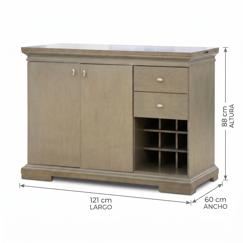 Buffet Organizador Lyon con Cava – Color Gris Encino 1000004857