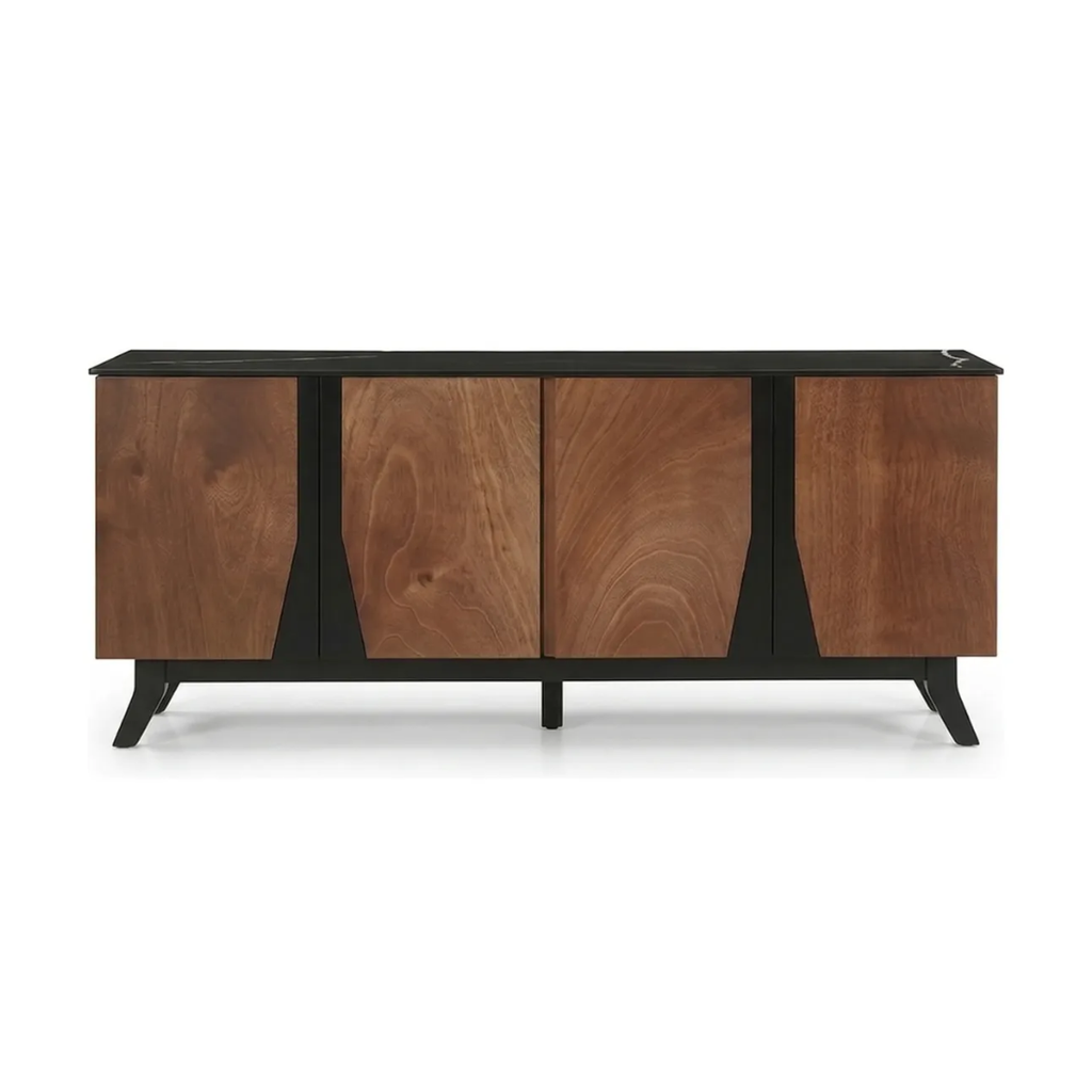 Mueble Buffet Calella 4 Puertas Elegante Madera Y Negro 1000004925