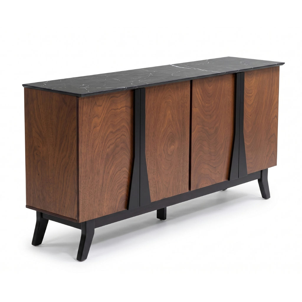 Mueble Buffet Calella 4 Puertas Elegante Madera Y Negro 1000004925