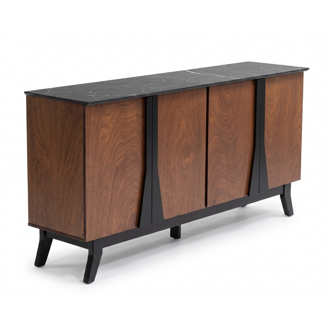 Mueble Buffet Calella 4 Puertas Elegante Madera Y Negro 1000004925