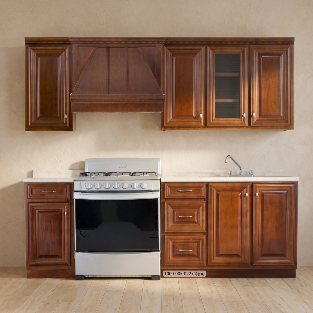 Cocina Integral Evelin 2.43m con Alacenas Color Nogal 1000005022