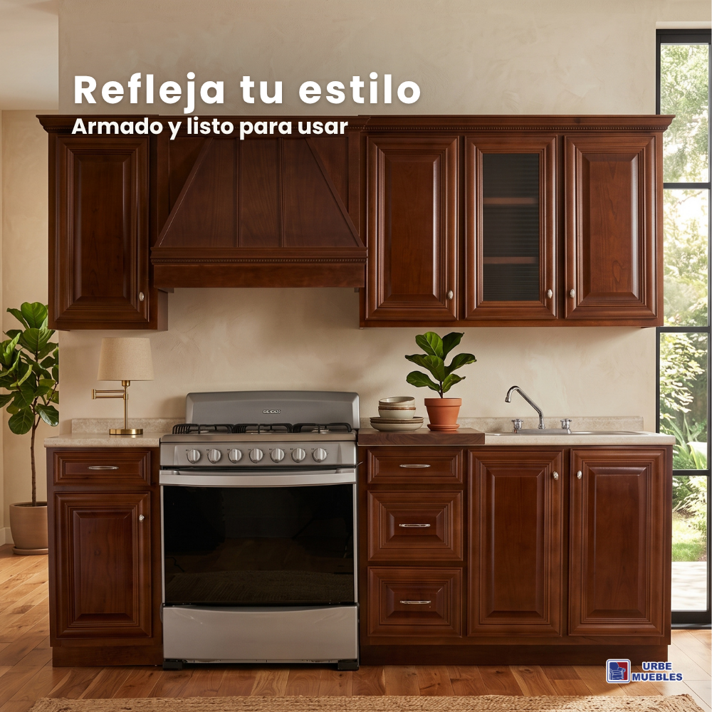 Cocina Integral Evelin 2.43m con Alacenas Color Nogal
