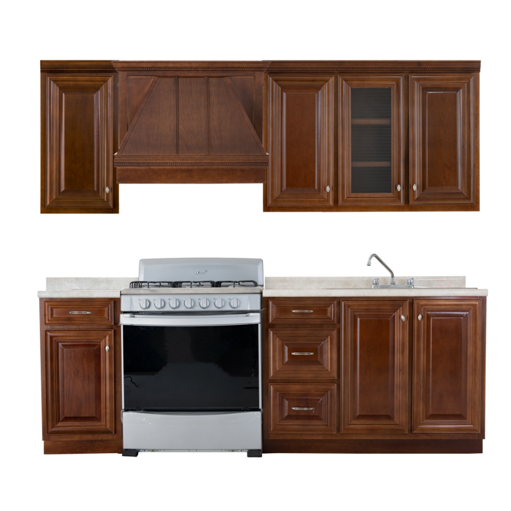Cocina Integral Evelin 2.43m con Alacenas Color Nogal 1000005022