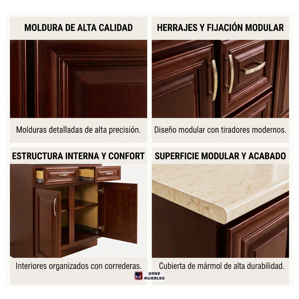 Cocina Integral Evelin 2.43m con Alacenas Color Nogal