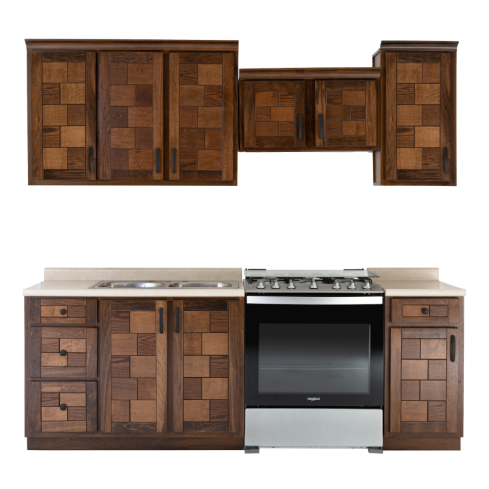Cocina Integral Country 2.43 Mts 5 Piezas con Tarja Color Nogal 1000005210