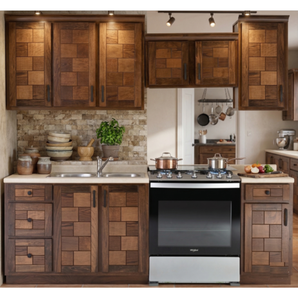 Cocina Integral Country 2.43 Mts 5 Piezas con Tarja Color Nogal 1000005210