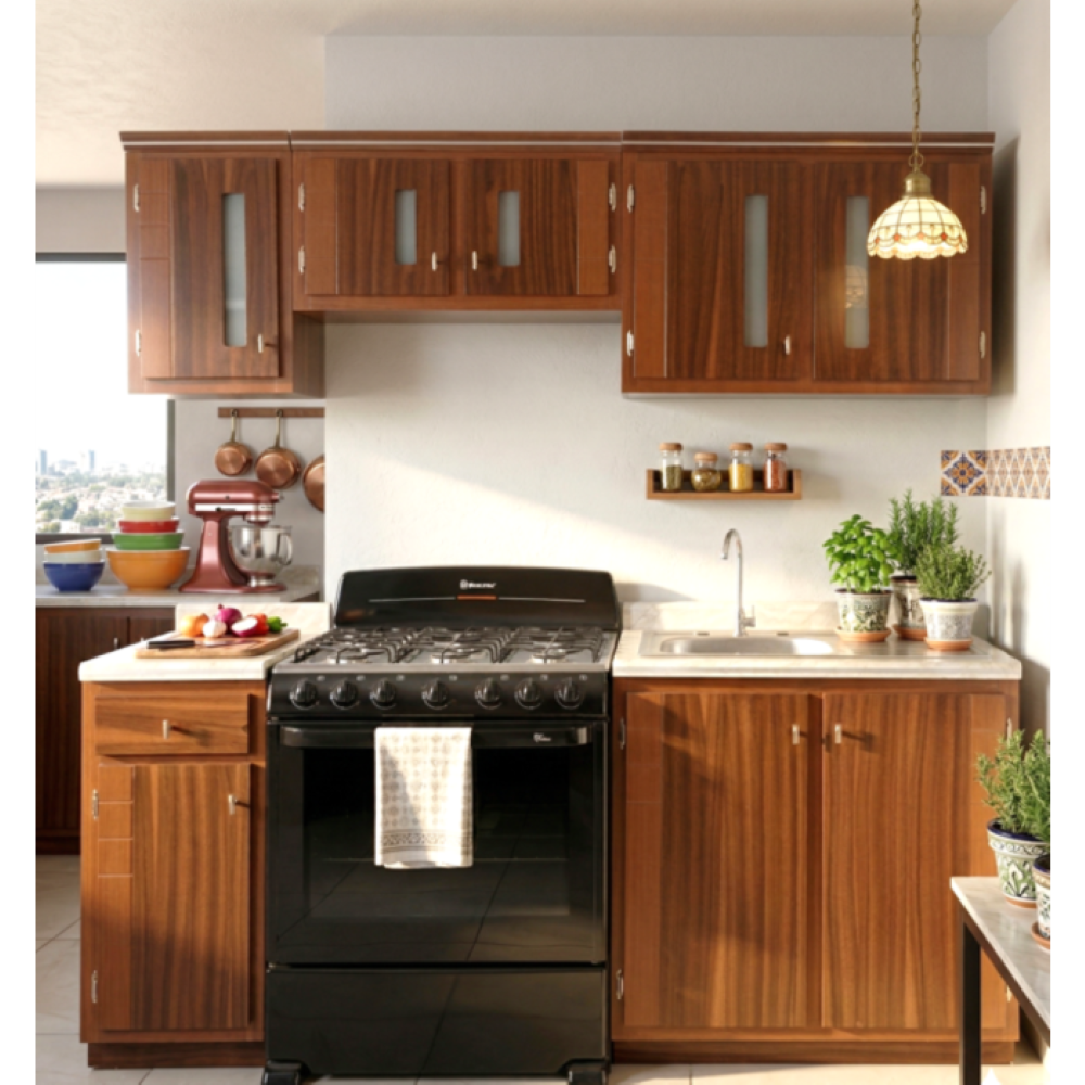 Cocina Integral Sheyla 2.10 mts 5 Piezas Incluye Tarja Color Nogal 1000005215