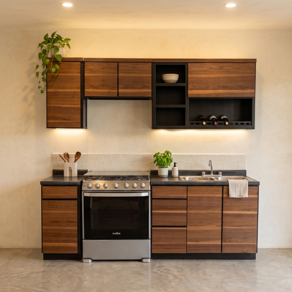 Cocina Integral 2.40m Catalina 5 Piezas con Tarja Color Nogal 1000005642