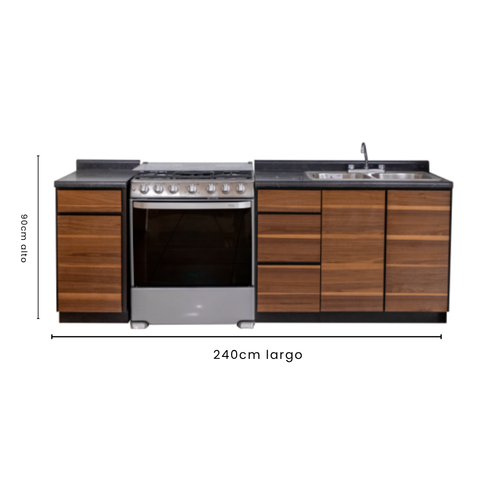 Cocina Integral 2.40m Catalina 5 Piezas con Tarja Color Nogal 1000005642
