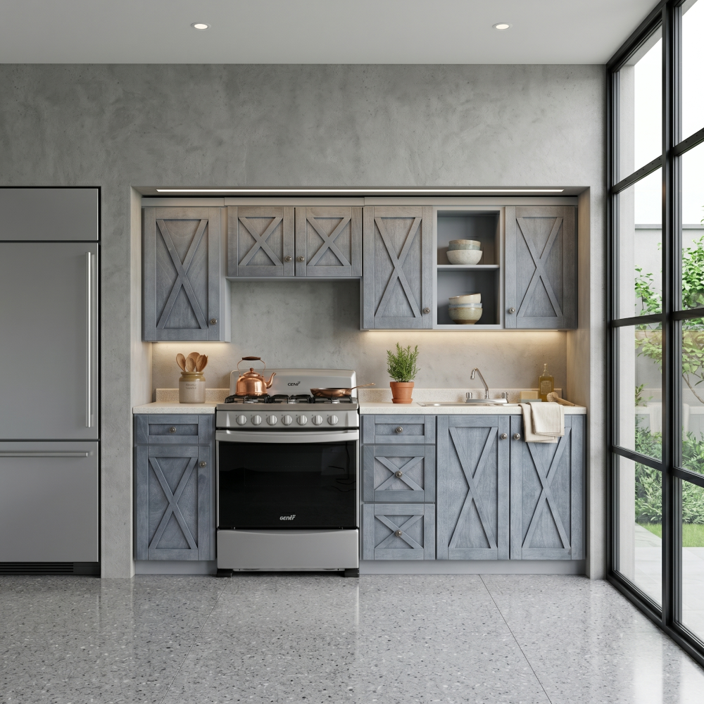 Cocina Integral Urbana 2.43m con Alacenas Color Gris 1000005849