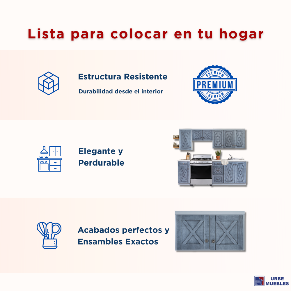 Cocina Integral Urbana 2.43m con Alacenas Color Gris 1000005849