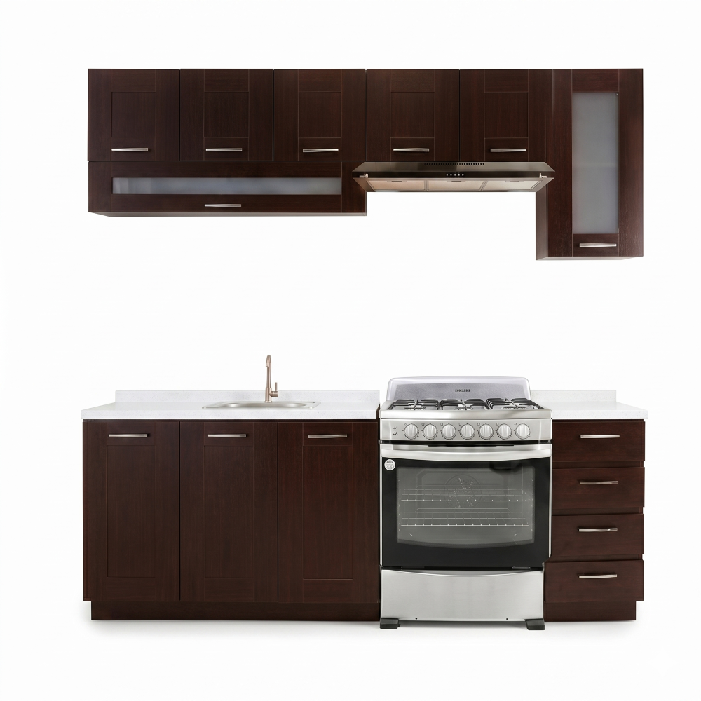 Cocina Integral 2.40m Romana 5 Piezas Color Chocolate con Tarja 1000005875
