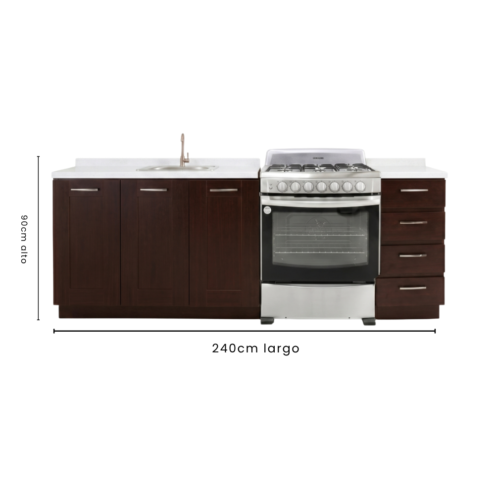Cocina Integral 2.40m Romana 5 Piezas Color Chocolate con Tarja 1000005875