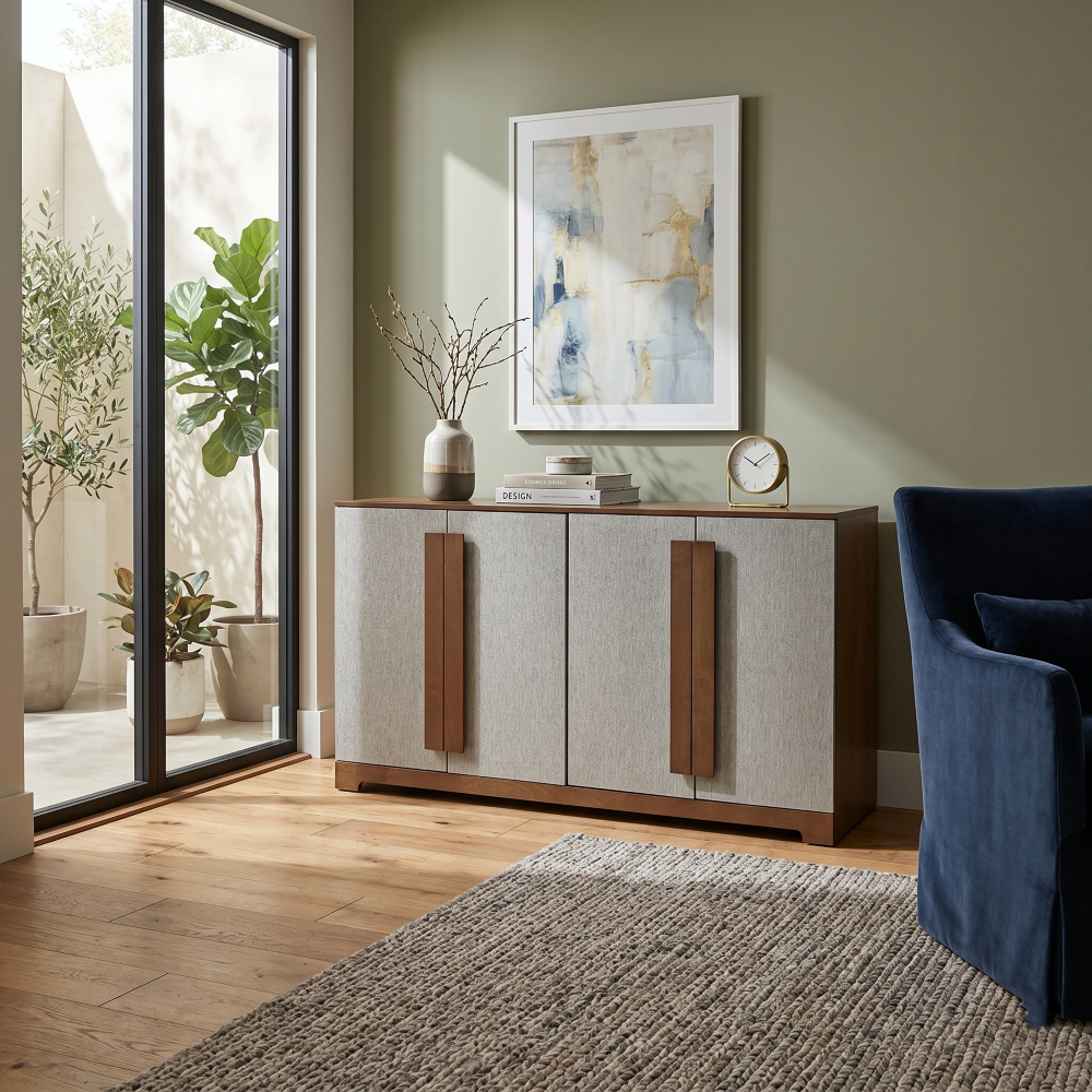 Buffet Flux 4 Puertas con Textura Gris Color Nogal 1000006403