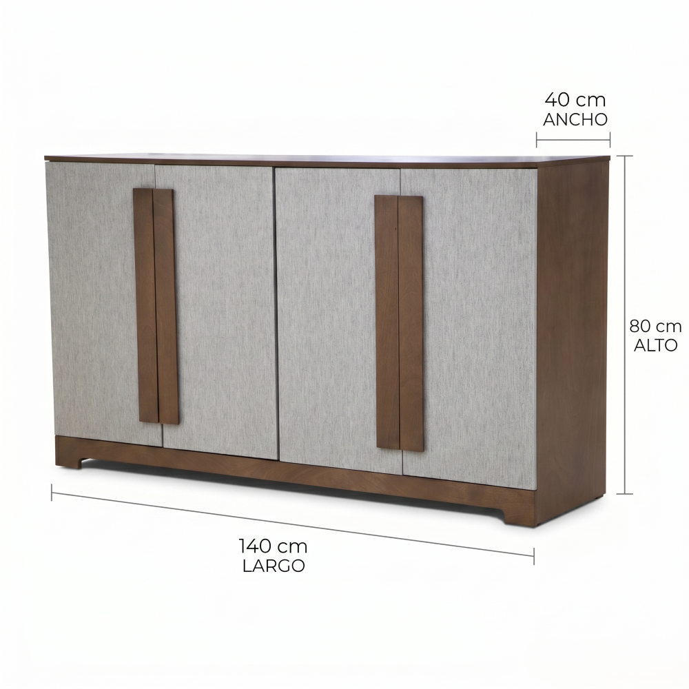 Buffet Flux 4 Puertas con Textura Gris Color Nogal 1000006403
