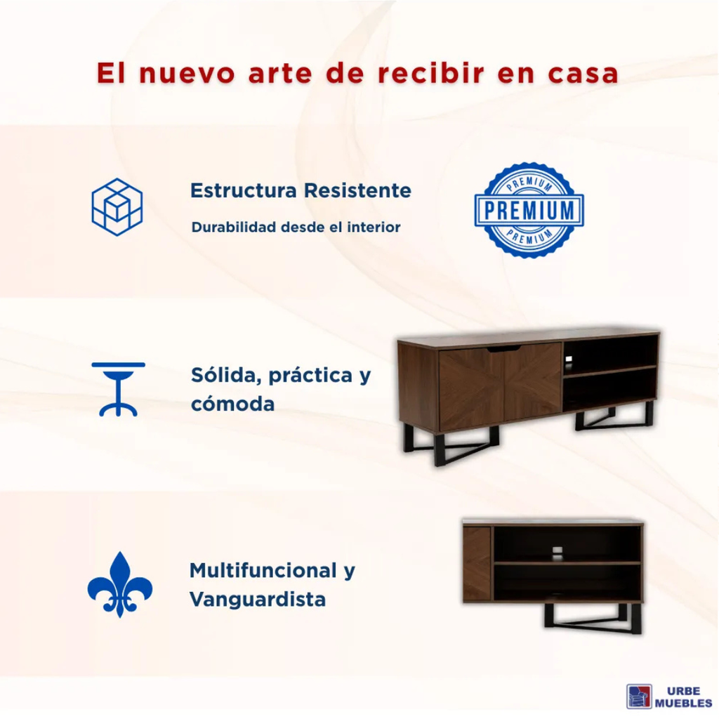Mesa de TV Mellory con Puertas Vanguardista Color Nogal 1000011021