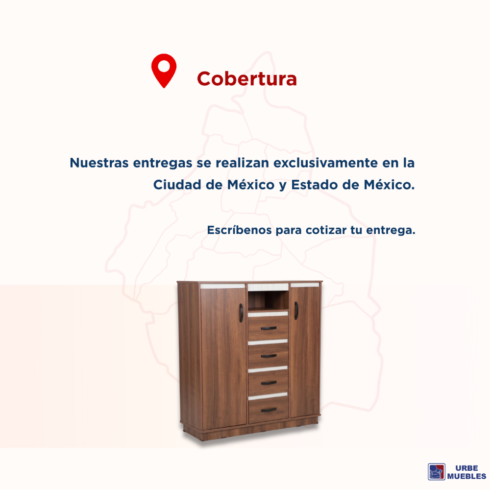 Cómoda Cajonera Bronze con Puertas y Cajones Color Café 1000011025