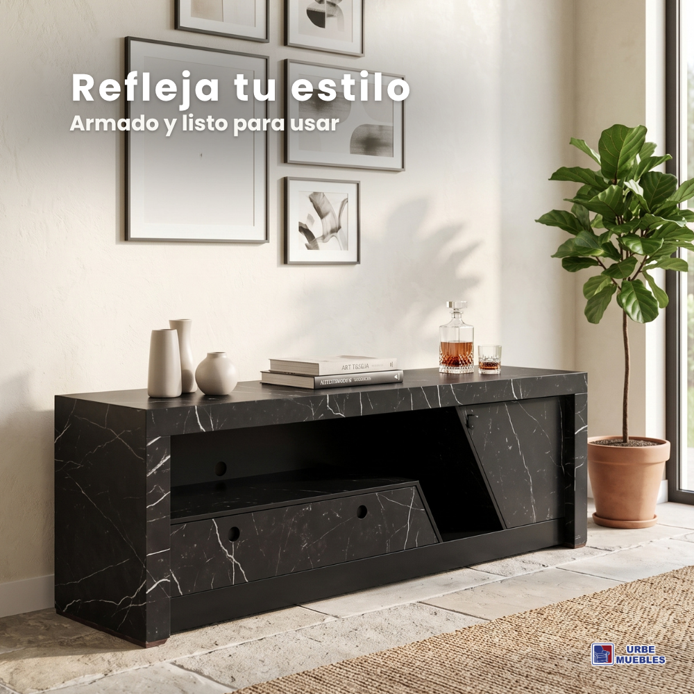 Mesa de TV Massimo Moderno 1.80m Color Negro