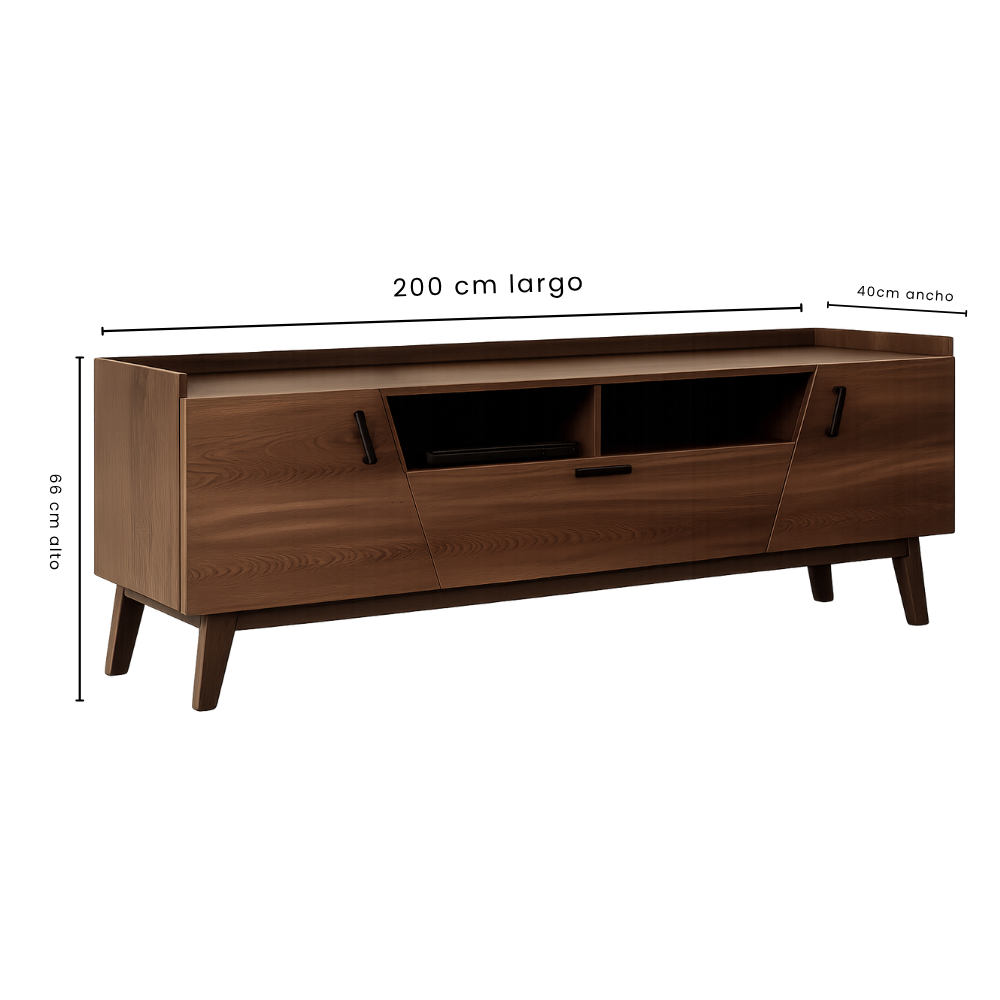 Mesa de TV Evano Moderna 2m Con Puertas Color Chocolate