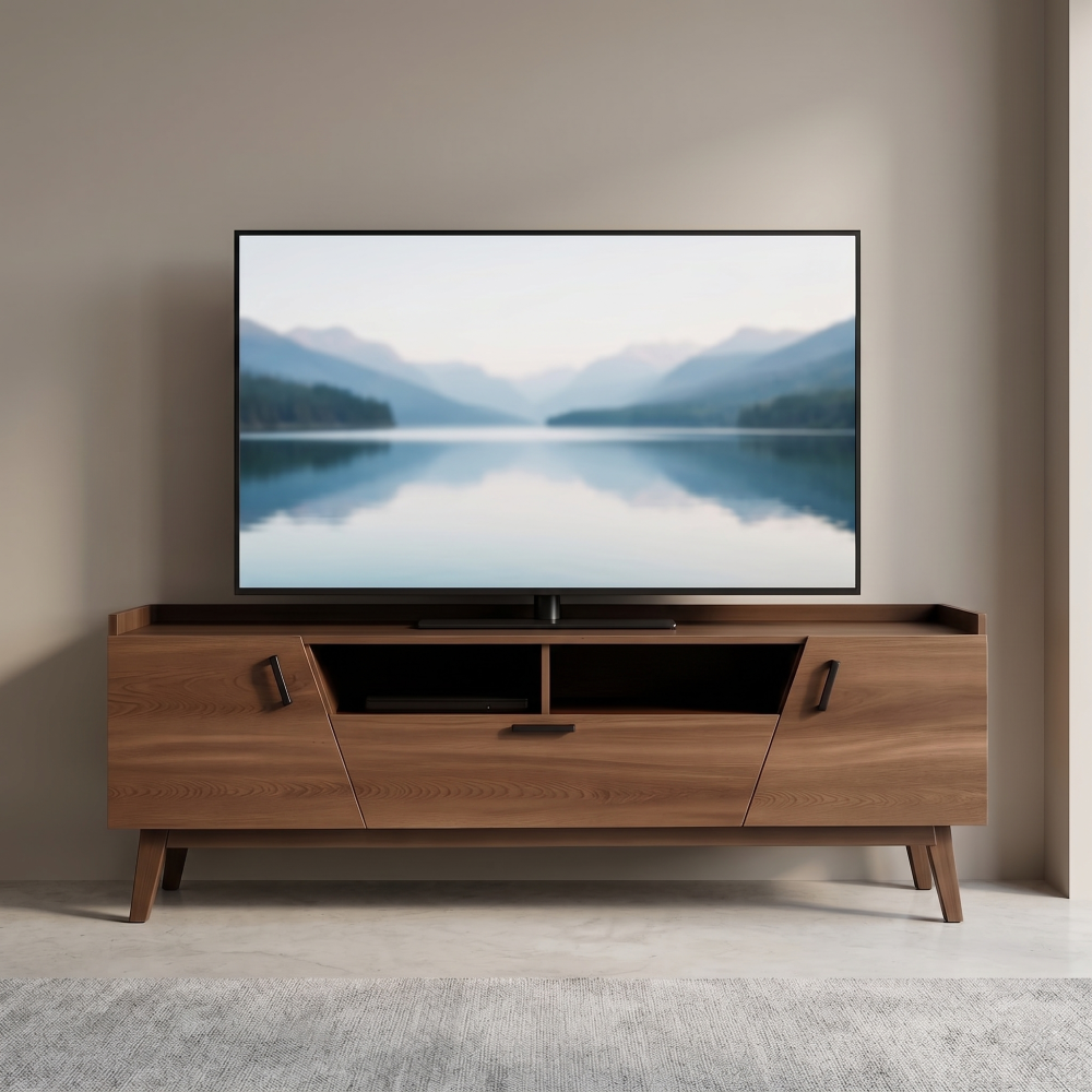 Mesa de TV Evano Moderna 2m Con Puertas Color Chocolate
