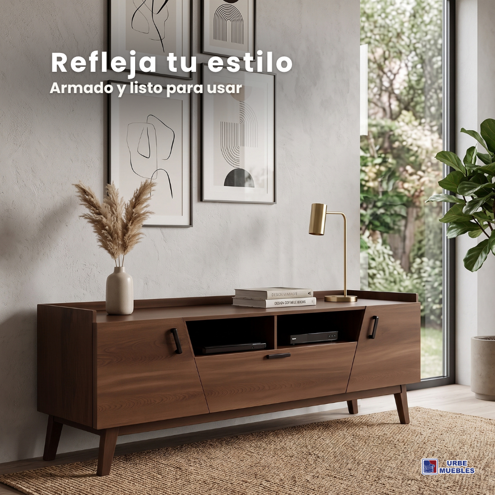 Mesa de TV Evano Moderna 2m Con Puertas Color Chocolate