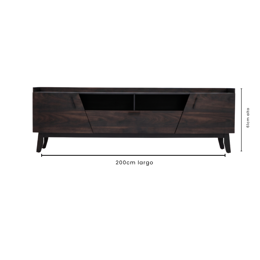 Mesa de TV Evano Moderna 2m Con Puertas Color Chocolate 1000011034