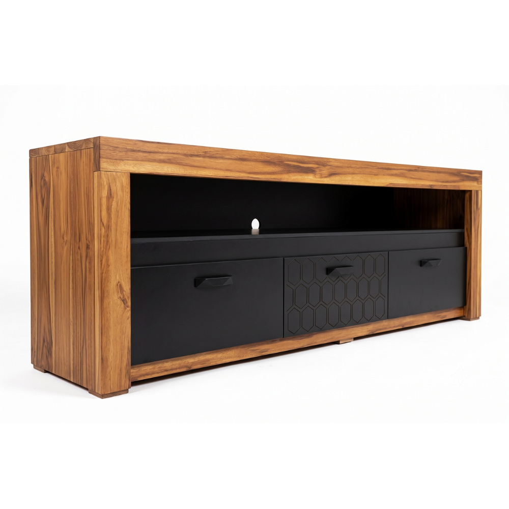 Mesa de TV Niza Moderno Color Natural y Negro 1000011036