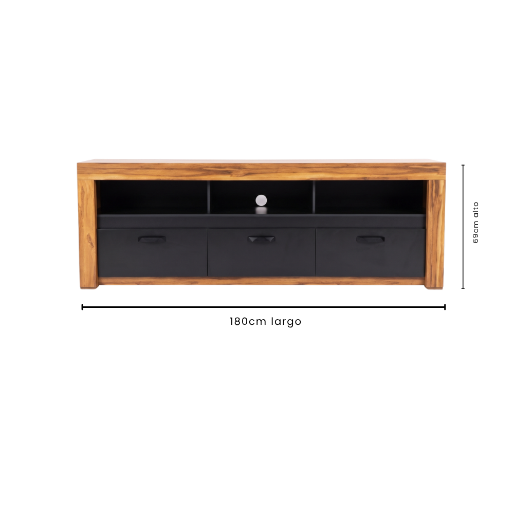 Mesa de TV Niza Moderno Color Natural y Negro 1000011036