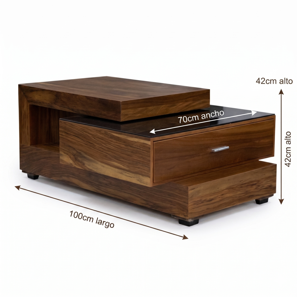 Mesa De Centro Verona Con Cajon Organizador Color Nogal 1000011053