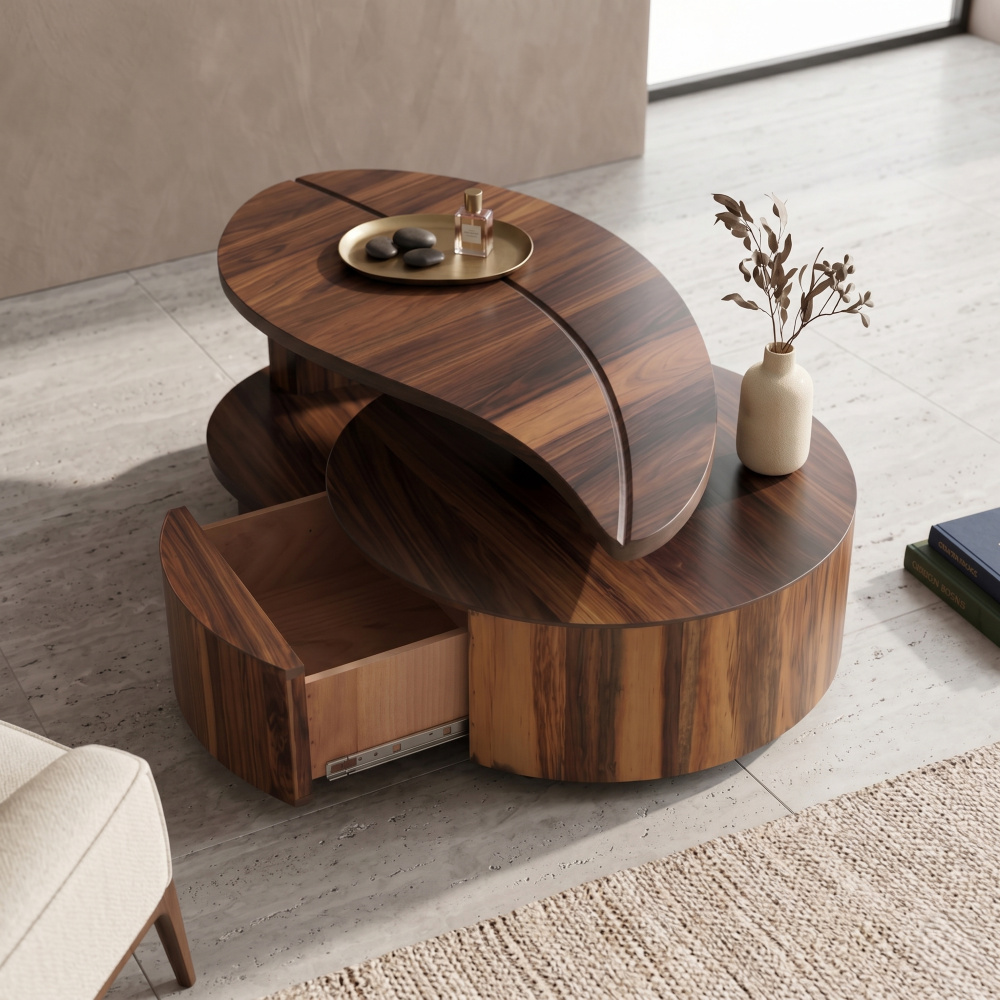 Mesa De Centro Bugambilia Con Cajon Organizador Color Nogal 1000011054