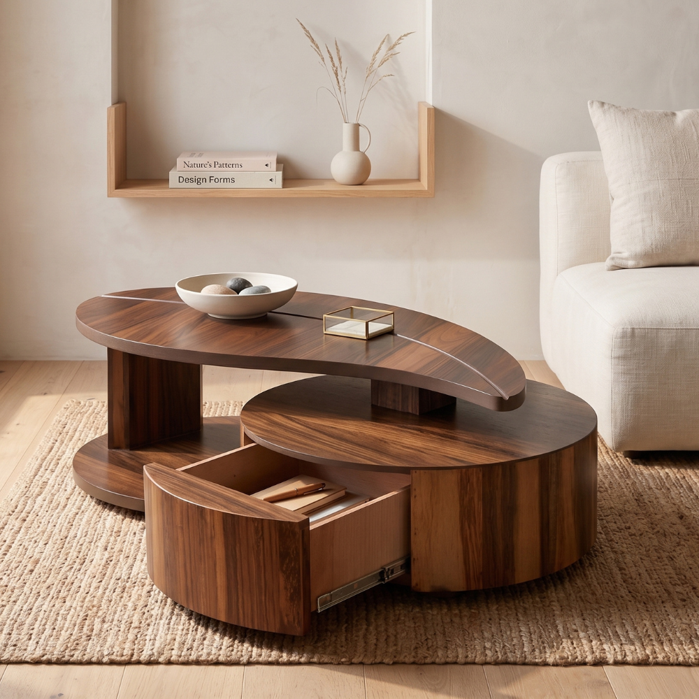 Mesa De Centro Bugambilia Con Cajon Organizador Color Nogal 1000011054