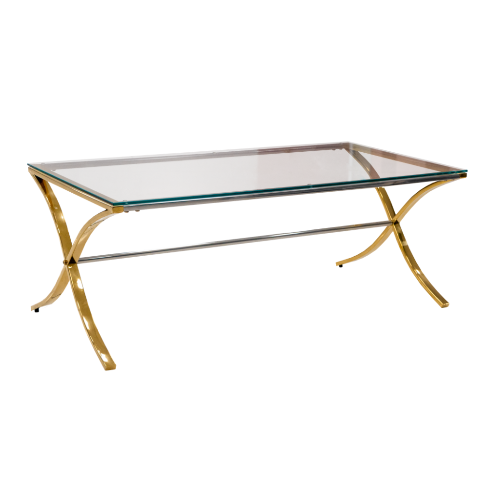Mesa de Centro y Lateral Vidrio Templado Color Dorado 1000011074