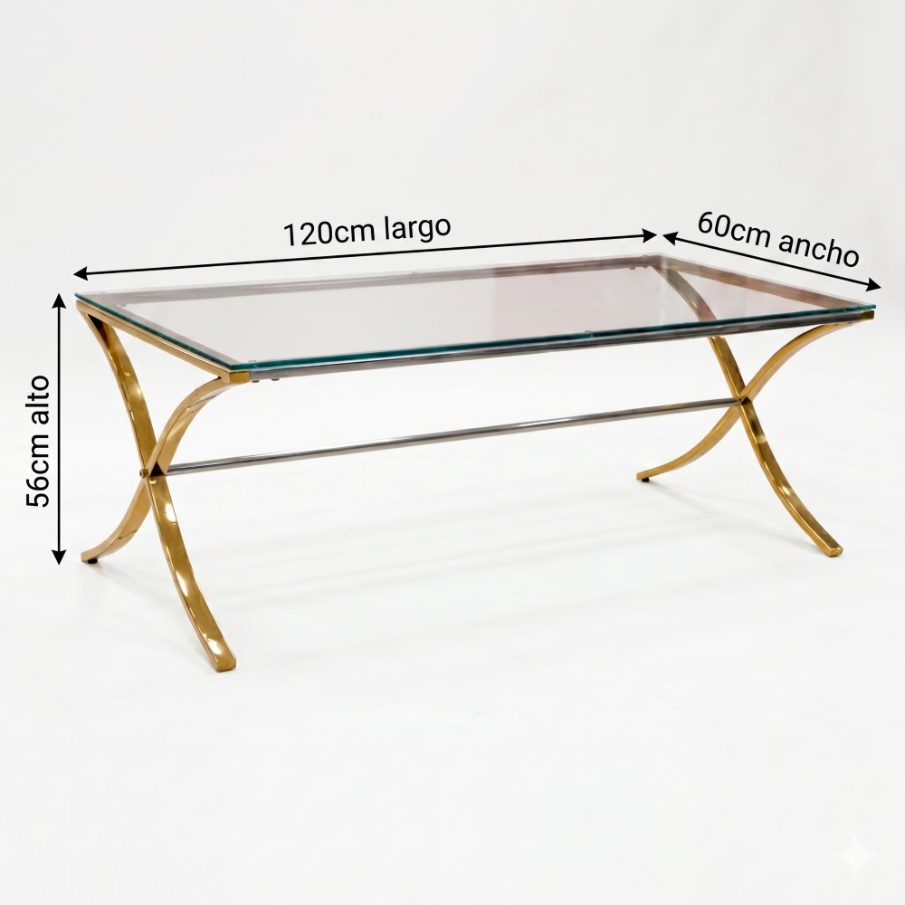 Mesa de Centro y Lateral Vidrio Templado Color Dorado 1000011074