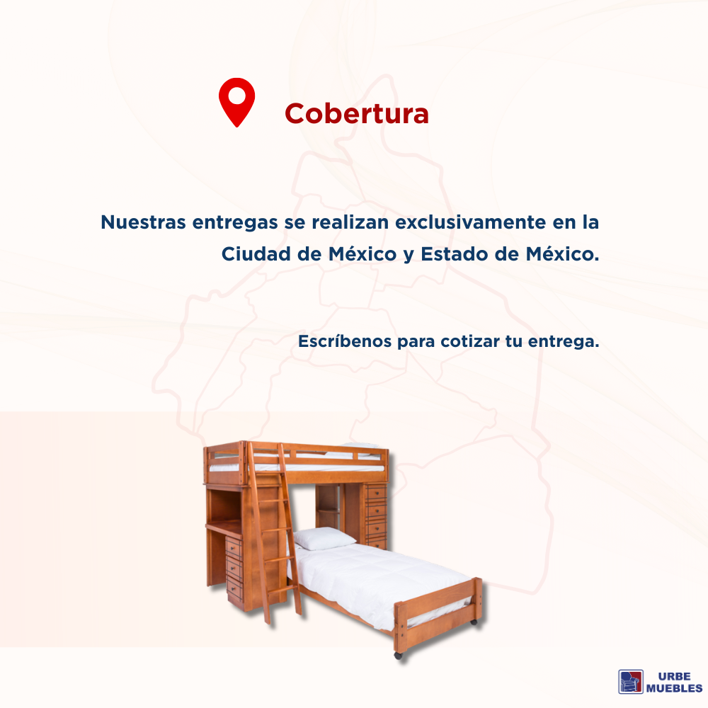 Litera Infantil Individual Texas de Madera con Escritorio 1000012341