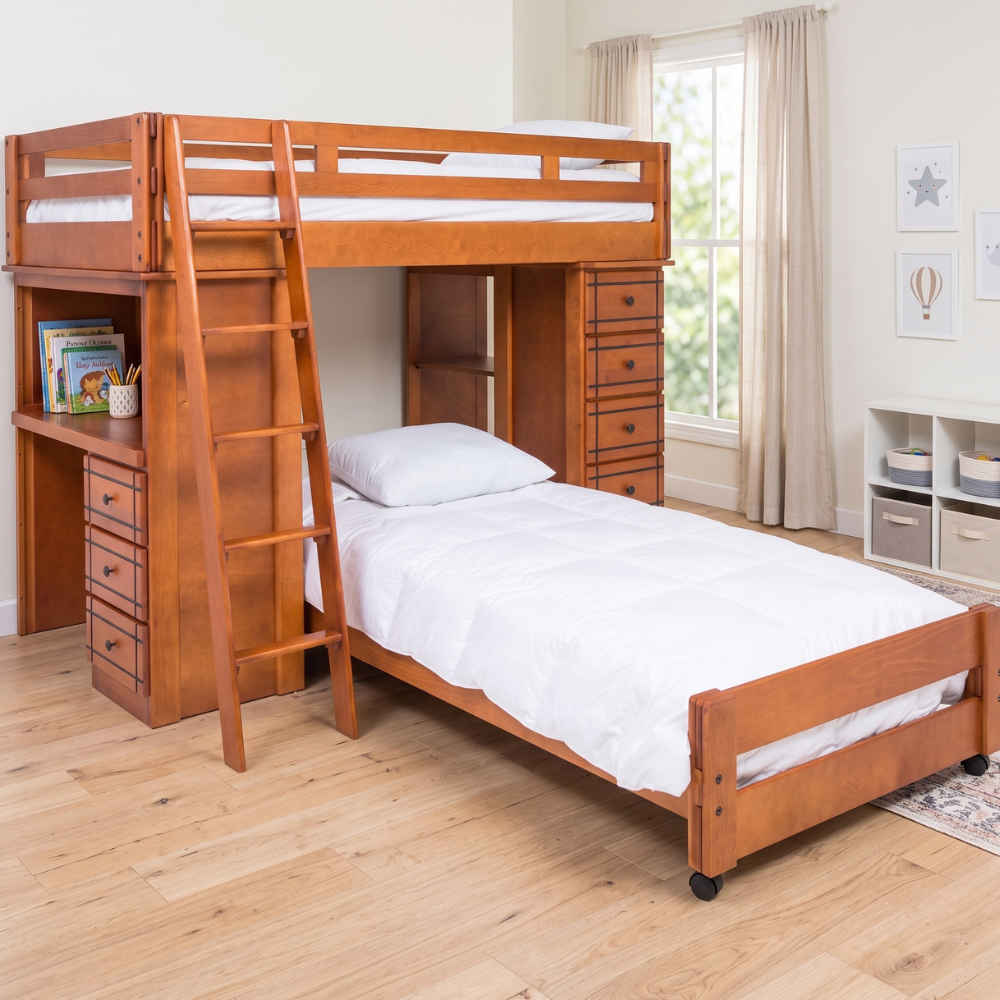 Litera Infantil Individual Texas de Madera con Escritorio 1000012341