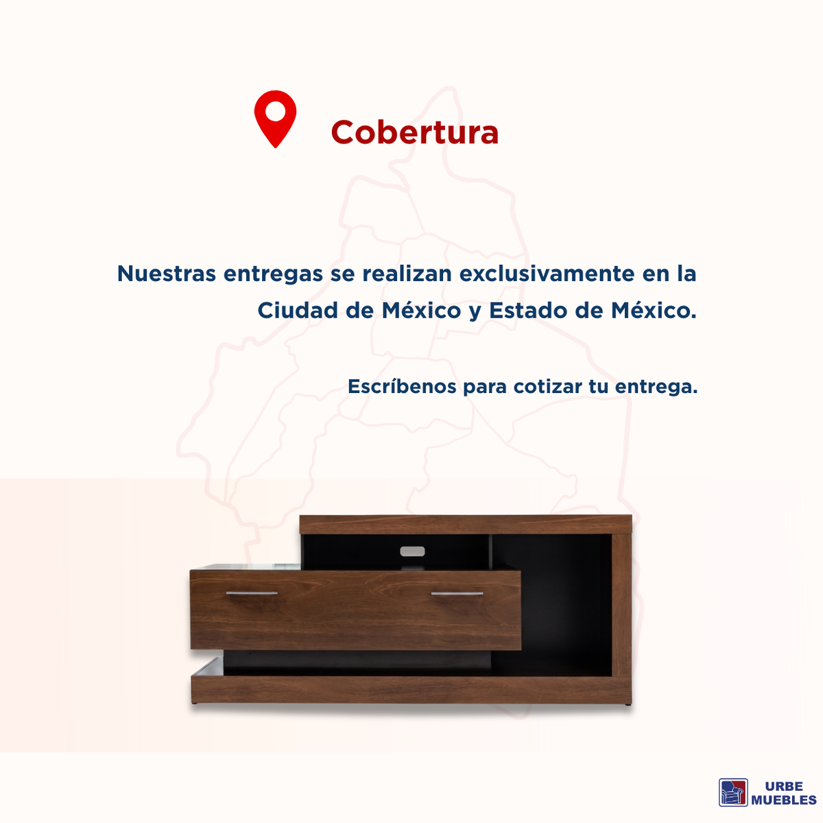 Mesa de TV Bruselas Con Cajon Minimalista Color Nogal